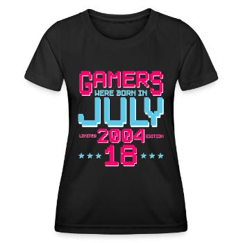18ème Anniversaire Juillet Vintage 2004 Gamer - T-shirt sport Femme - noir - Devant - AI Model Female 172 light (172cm)
