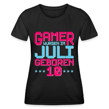 10. Geburtstag Juli Jahrgang 2012 Gamer - Frauen Funktions-T-Shirt - Schwarz - Vorne - AI Model Female 172 light (172cm)