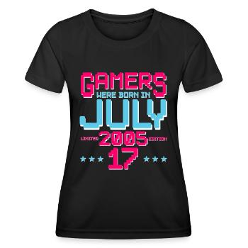 17ème Anniversaire Juillet Vintage 2005 Gamer - T-shirt sport Femme - noir - Devant - AI Model Female 172 light (172cm)