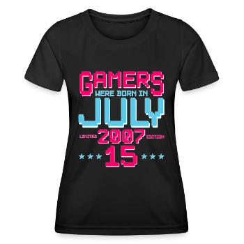 15ème Anniversaire Juillet Vintage 2007 Gamer - T-shirt sport Femme - noir - Devant - AI Model Female 172 light (172cm)