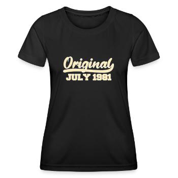 41ème anniversaire Juillet Né en 1981 Idée cadeau - T-shirt sport Femme - noir - Devant - AI Model Female 172 light (172cm)