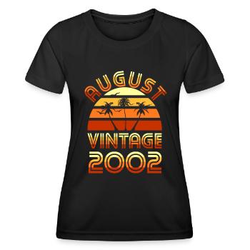 20. Geburtstag August Jahrgang 2002 Geschenkidee - Frauen Funktions-T-Shirt - Schwarz - Vorne - AI Model Female 172 light (172cm)