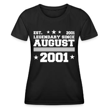 21. Geburtstag August Jahrgang 2001 Geschenkidee - Frauen Funktions-T-Shirt - Schwarz - Vorne - AI Model Female 172 light (172cm)
