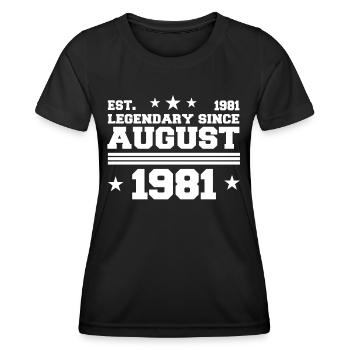 41ème anniversaire Août né 1981 Idée cadeau - T-shirt sport Femme - noir - Devant - AI Model Female 172 light (172cm)
