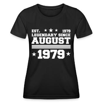 43ème anniversaire Août né 1979 Idée cadeau - T-shirt sport Femme - noir - Devant - AI Model Female 172 light (172cm)