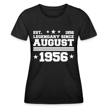 66. Geburtstag August Jahrgang 1956 Geschenkidee - Frauen Funktions-T-Shirt - Schwarz - Vorne - AI Model Female 172 light (172cm)