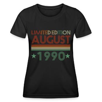 32ème anniversaire Août né 1990 Idée cadeau - T-shirt sport Femme - noir - Devant - AI Model Female 172 light (172cm)