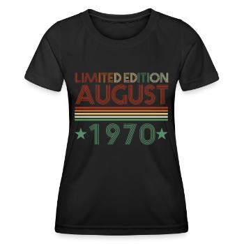 52ème anniversaire Août né 1970 Idée cadeau - T-shirt sport Femme - noir - Devant - AI Model Female 172 light (172cm)