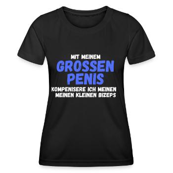Lustiger Spruch sex penis kleiner Bizeps Geschenk - Frauen Funktions-T-Shirt - Schwarz - Vorne - AI Model Female 172 light (172cm)