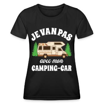Je Van Pas Avec Mon Camping-Car Humour Retraite - T-shirt sport Femme - noir - Devant - AI Model Female 172 light (172cm)