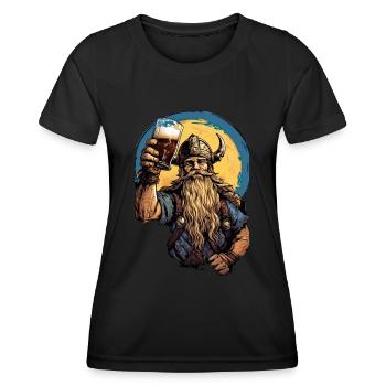 Beer And Valhalla Wikinger - Frauen Funktions-T-Shirt - Schwarz - Vorne - AI Model Female 172 light (172cm)