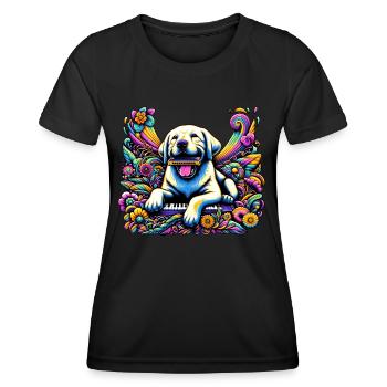 Symphonie d’harmonica du Labrador - T-shirt sport Femme - noir - Devant - AI Model Female 172 light (172cm)