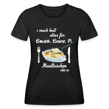 Maultaschen Schwäbisch Schwaben Essen Spruch - Frauen Funktions-T-Shirt - Schwarz - Vorne - AI Model Female 172 light (172cm)