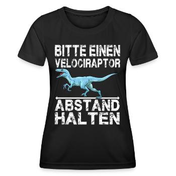 Dinosaurier Velociraptor Raptor Dino - Frauen Funktions-T-Shirt - Schwarz - Vorne - AI Model Female 172 light (172cm)