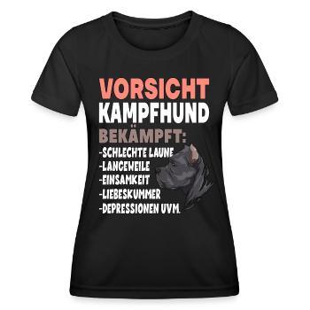 Vorsicht Kampfhund Lustiger Hundespruch - Frauen Funktions-T-Shirt - Schwarz - Vorne - AI Model Female 172 light (172cm)