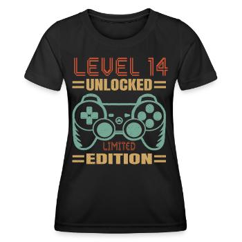 Geburtstag Level 14 freigeschaltet - Frauen Funktions-T-Shirt - Schwarz - Vorne - AI Model Female 172 light (172cm)