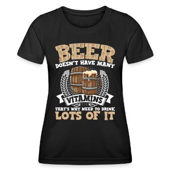 Beer Dosen't Have Many Vitamins - Frauen Funktions-T-Shirt - Schwarz - Vorne - AI Model Female 172 light (172cm)