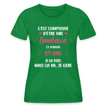 Bombasse et 21 ans - T-shirt sport Femme - vert - Devant - AI Model Female 172 dark (172cm)