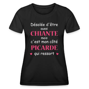 Chiante C'est mon côté Picarde - T-shirt sport Femme - noir - Devant - AI Model Female 172 light (172cm)