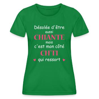 Chiante C'est mon côté chti - T-shirt sport Femme - vert - Devant - AI Model Female 172 dark (172cm)