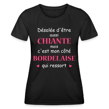 Chiante C'est mon côté Bordelaise - T-shirt sport Femme - noir - Devant - AI Model Female 172 light (172cm)