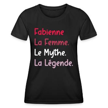 La femme le mythe la légende fabienne - T-shirt sport Femme - noir - Devant - AI Model Female 172 light (172cm)