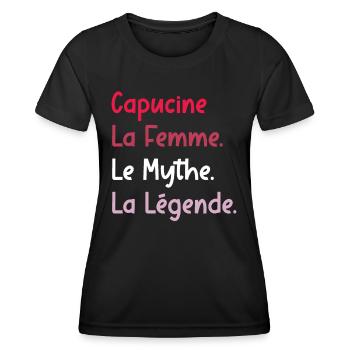 La femme le mythe la légende capucine - T-shirt sport Femme - noir - Devant - AI Model Female 172 light (172cm)