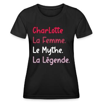 La femme le mythe la légende charlotte - T-shirt sport Femme - noir - Devant - AI Model Female 172 light (172cm)