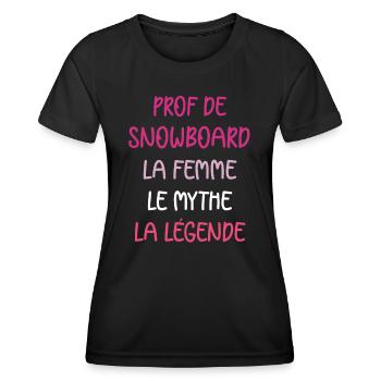 La femme le mythe la légende prof de snowboard - T-shirt sport Femme - noir - Devant - AI Model Female 172 light (172cm)