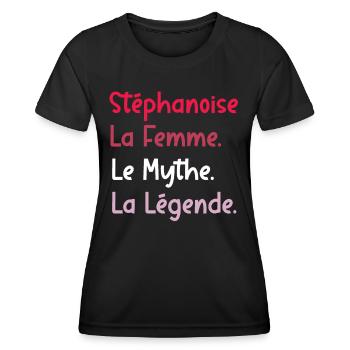 La femme le mythe la légende Stéphanoise - T-shirt sport Femme - noir - Devant - AI Model Female 172 light (172cm)