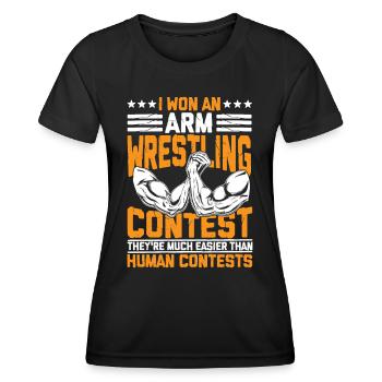 I Won An Arm Wrestling Contest für Armdrücker - Frauen Funktions-T-Shirt - Schwarz - Vorne - AI Model Female 172 light (172cm)