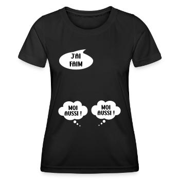 J'ai faim moi aussi - T-shirt sport Femme - noir - Devant - AI Model Female 172 light (172cm)
