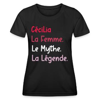 Cécilia la femme le mythe la légende - T-shirt sport Femme - noir - Devant - AI Model Female 172 light (172cm)