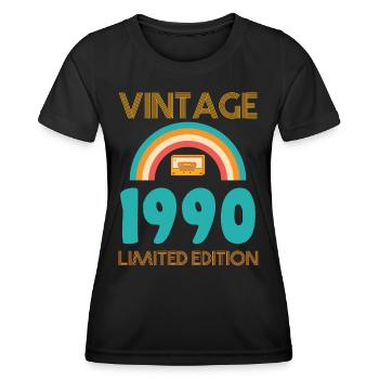 Jahrgang 1990 T-Shirt - Frauen Funktions-T-Shirt - Schwarz - Vorne - AI Model Female 172 light (172cm)