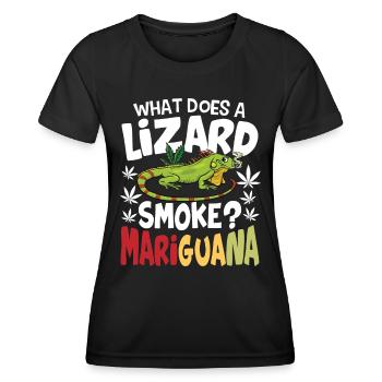 What Does A Lizard Smoke? Mariguana - Frauen Funktions-T-Shirt - Schwarz - Vorne - AI Model Female 172 light (172cm)