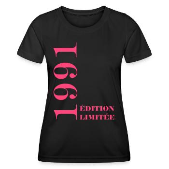 Edition limitée 1991 - T-shirt sport Femme - noir - Devant - AI Model Female 172 light (172cm)