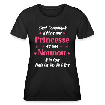 Nounou - T-shirt sport Femme - noir - Devant - AI Model Female 172 light (172cm)
