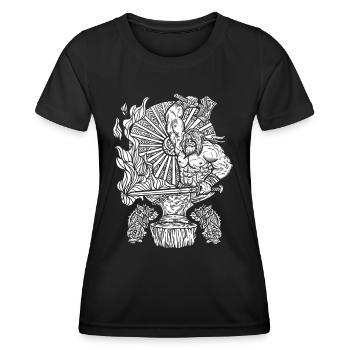 Viking blacksmith runes hammer and sword - Women's Functional T-Shirt - black - Front - AI Model Female 172 light (172cm)