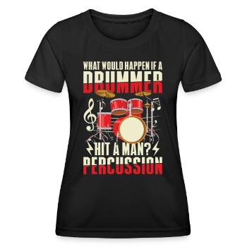 Schlagzeuger Schlagzeug Drumsticks - Frauen Funktions-T-Shirt - Schwarz - Vorne - AI Model Female 172 light (172cm)