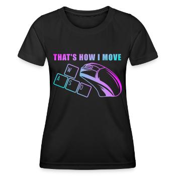 Ordinateur drôle PC disant C’est comme ça que je me déplace - T-shirt sport Femme - noir - Devant - AI Model Female 172 light (172cm)