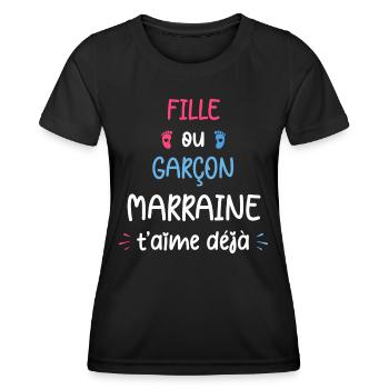 Fille ou garçon grand marraine t'aime déjà - T-shirt sport Femme - noir - Devant - AI Model Female 172 light (172cm)