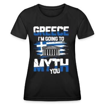 Greece I'm Going To Myth You - Frauen Funktions-T-Shirt - Schwarz - Vorne - AI Model Female 172 light (172cm)