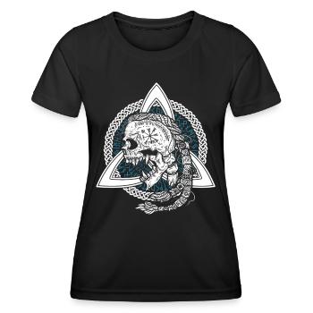 Occulte Viking Sorcières Symbole Runes Crâne Triskel - T-shirt sport Femme - noir - Devant - AI Model Female 172 light (172cm)