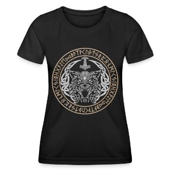 Fenris Wolf Vikings Nœuds celtiques Fenrir Runes - T-shirt sport Femme - noir - Devant - AI Model Female 172 light (172cm)