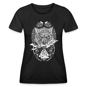 Fenrir Viking Runes Design Fenris Wolf Teutons - T-shirt sport Femme - noir - Devant - AI Model Female 172 light (172cm)