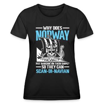 Norway Barcode On Their Ships Scan-Di-Navian - Frauen Funktions-T-Shirt - Schwarz - Vorne - AI Model Female 172 light (172cm)