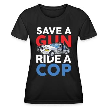 Lustiger Polizei Spruch für einen Polizist - Frauen Funktions-T-Shirt - Schwarz - Vorne - AI Model Female 172 light (172cm)
