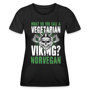 Vegetarian Viking Norvegan - Frauen Funktions-T-Shirt - Schwarz - Vorne - AI Model Female 172 light (172cm)