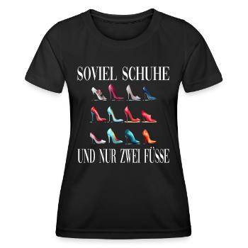Soviel Schuhe Und Nur Zwei Füsse - Frauen Funktions-T-Shirt - Schwarz - Vorne - AI Model Female 172 light (172cm)