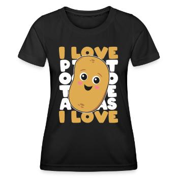 J’aime les pommes de terre Pomme de terre Cadeau de pommes de terre - T-shirt sport Femme - noir - Devant - AI Model Female 172 light (172cm)